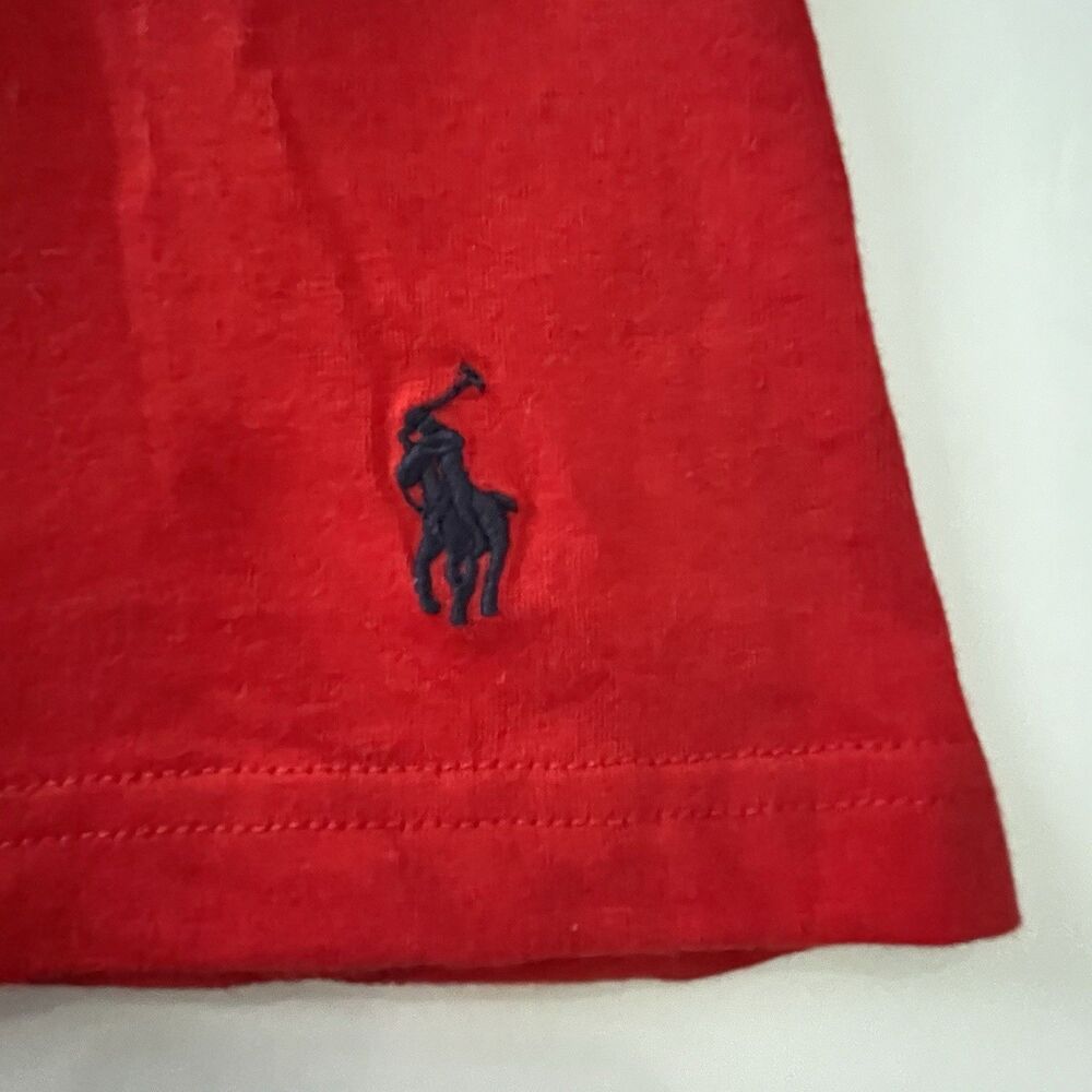Polo Ralph Lauren Shirt Mens Size L Red w/Blue Pony Cotton Crew Tee Preppy